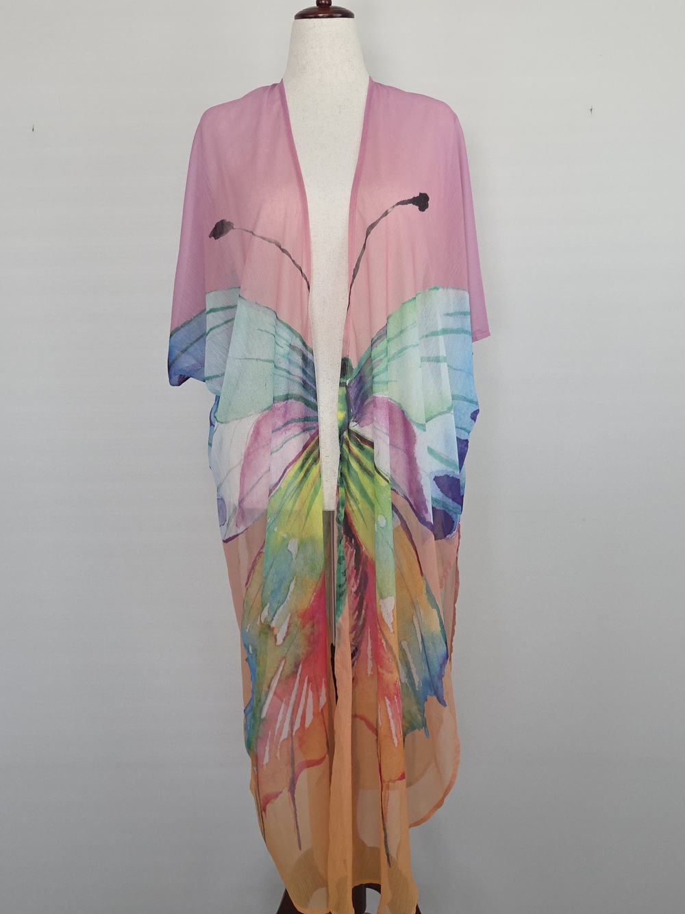 America & Beyond Multicolor Butterfly Chiffon Cover Up Size Small